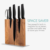 Navaris Magnetic Wooden Knife Block - Stylish Storage For Kitchen Utensils