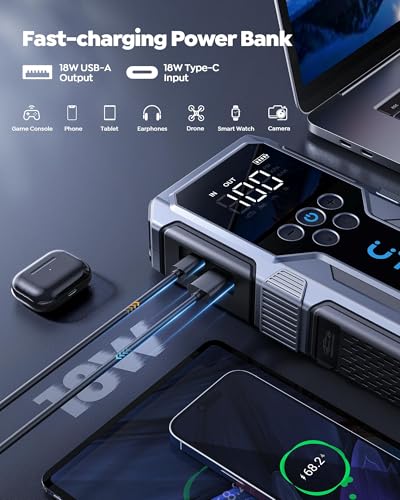 Utrai Portable Car Jump Starter With Air Compressor - 4000A Peak Power
