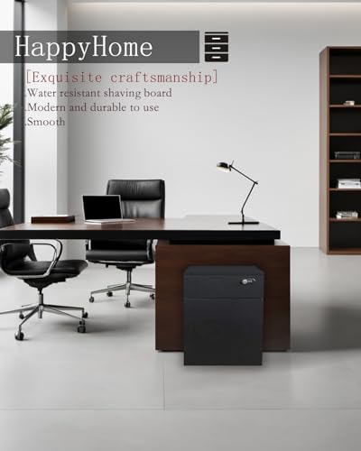 Happy Home Portable File Cabinet With 3 Drawers - Secure Storage For Office Documents