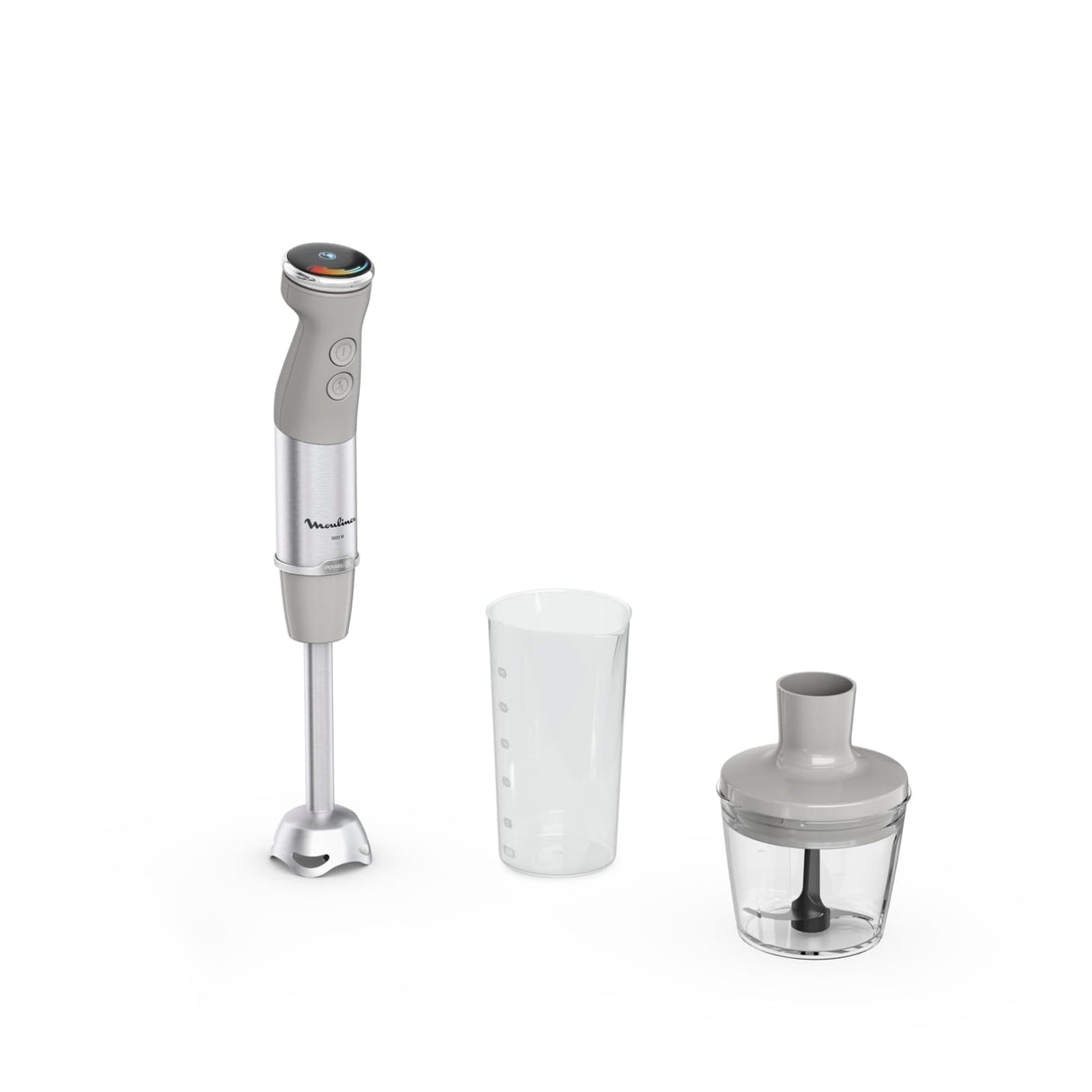 Moulinex Quickchef+ Hand Blender in gray with Powelix blade technology and control panel