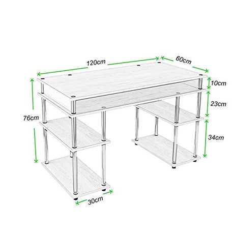 Sogesfurniture Desk With 2 Shelves - Space-Saving & Durable