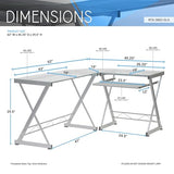 Techni Mobili Tempered Glass L Shape Corner Desk With Pull Out Keyboard Panel - Modern Design