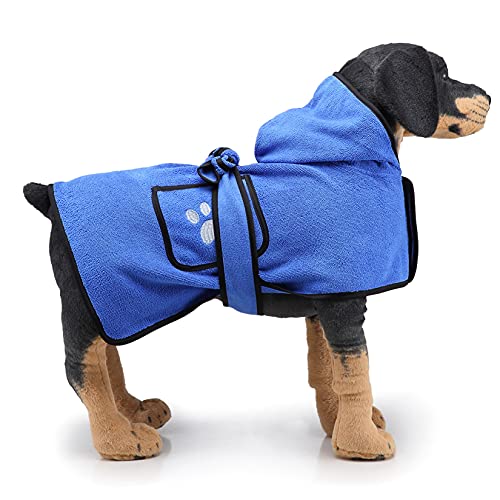 Zunea Dog Bathrobe Towel With Hood For Small Dogs - Absorbent & Easy To Wear