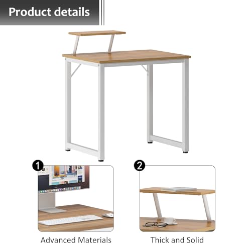 Soges 31.5 Inch Minimalist White Computer Desk - Multifunctional Design For Home & Office