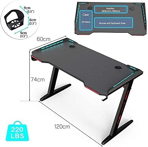 Eesyy Gaming Desk Rgb Lighting - Ergonomic Gamer Computer Desk With Cup Holder