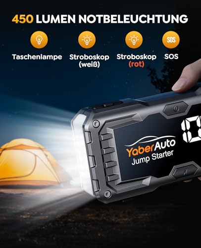 Yaberauto Ya100 6000A Car Jump Starter - Portable Power For 10.0L Petrol & 9.0L Diesel