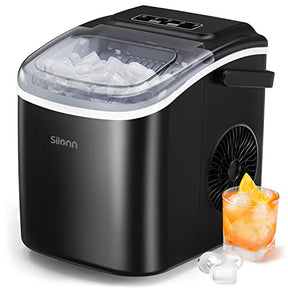 Silonn Countertop Ice Maker with ice scoop and basket, compact design
