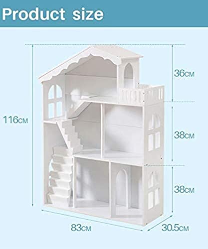 Wuhuhai Dollhouse Bookcase - 3 Tier Kids Bookshelf With Storage