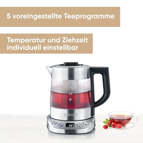 Severin Wk 3473 Glass Tea Kettle Deluxe Mini With Temperature Control