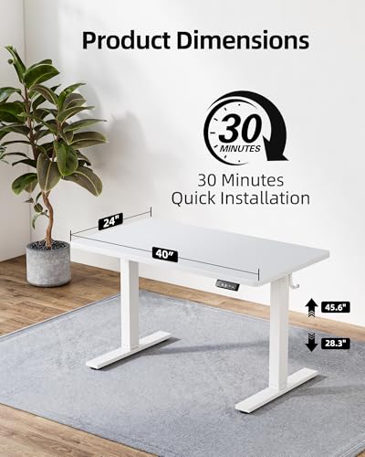 Bexevue 40" X 24" Height Adjustable Electric Desk - Perfect For Home Office