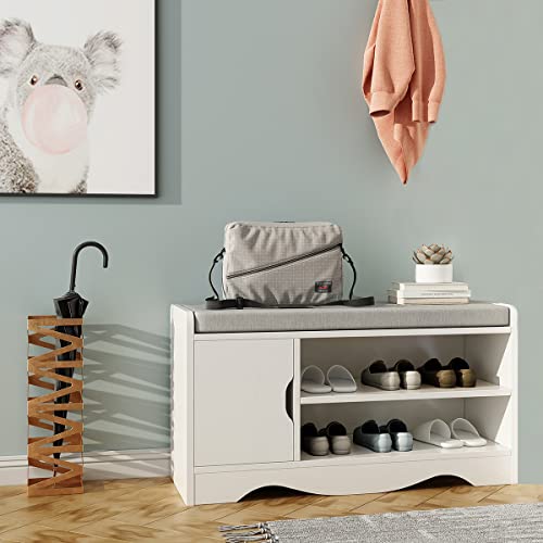 Heute Shoe Bench Shoe Rack With Cushion For 4-6 Pairs Of Shoes