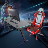 Eesyy Gaming Desk Rgb Lighting - Ergonomic Gamer Computer Desk With Cup Holder