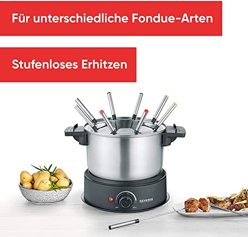 Severin Fo 2470 Fondue Set - Electric Stainless Steel With 8 Forks