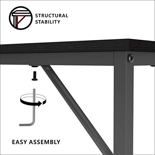Joiscope Computer Desk - Industrial Wood & Metal Table With Wooden Shelves