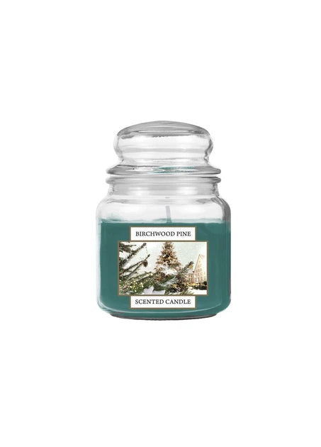 Livarno Home Scented Candle - Birchwood Pine Green, glass jar with lid