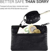 kwmobile RFID Key Case Zippered Black Imitation Leather