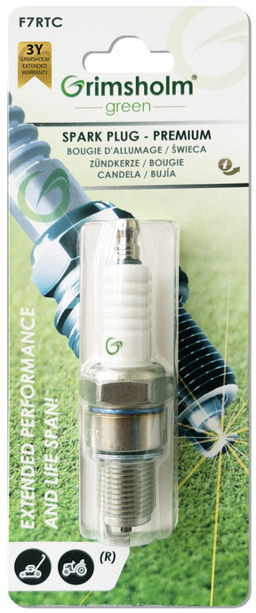 Grimsholm Spark Plug F7RTC - Resistor for Lawnmowers & Tractors