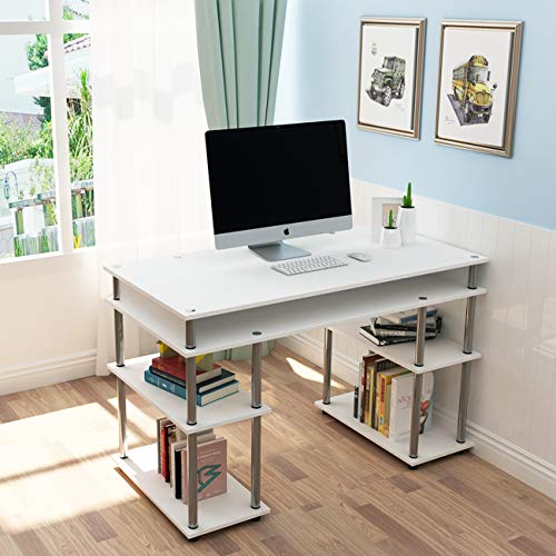 Sogesfurniture Desk With 2 Shelves - Space-Saving & Durable