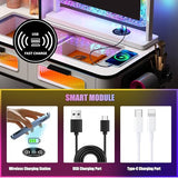 Sogesfurniture Rgb Makeup Vanity Table With Wireless Charging Station - Spacious & Versatile Design