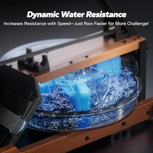 Merach Foldable Wood Rowing Machine - Water Resistance, 180 Kg Capacity