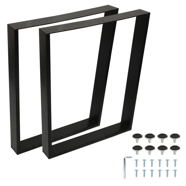 Belfoyer Pack of 2 Black Metal Table Legs for Industrial Style Furniture