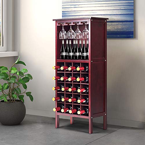 Goplus Wooden Wine Rack With 2 Shelves - Stylish Storage Solution