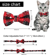 Aokoee Christmas Cat Collar With Bow Tie & Bell - Adjustable & Safe