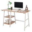 sogesfurniture Computer Desk with steel frame and two shelves in oak finish