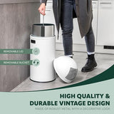 Eluno 35L Push Bin Retro Trash Can With Removable Lid - Elegant Design