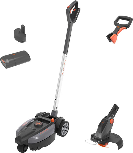 Yard Force iFlex 23cm 12V Cordless Lawnmower with Grass Trimmer in grey color