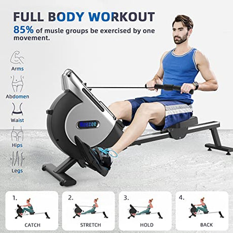 Neezee Rowing Machine With 16 Levels Of Resistance For Home Gym