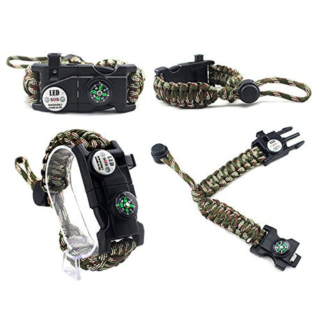 Manswill Adjustable Survival Bracelet With 20-In-1 Emergency Tools