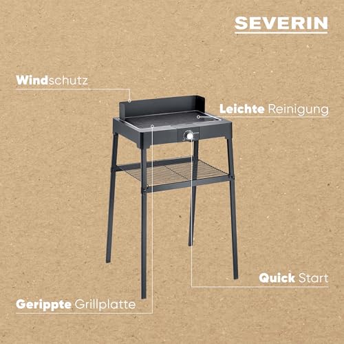 Severin Pg 8568 Standing Grill - Electric Grill With Quick Start & Safe Touch