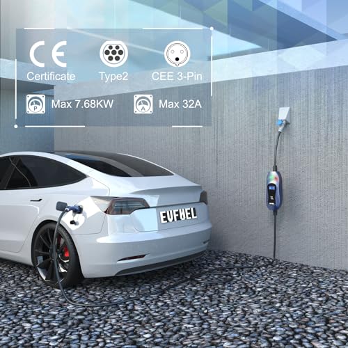 Evfuel Type 2 Portable Ev Charging Cable - 32A Adjustable Current