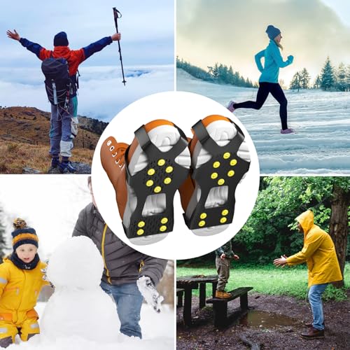 Rseuphiee Non-Slip Crampons With 10 Teeth For Winter Hiking