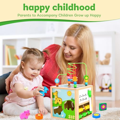 Jojoin Wooden Activity Cube - Montessori Toy For 1-3 Year Olds - Fun Learning Experience