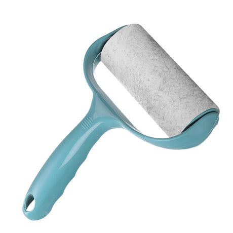 Blue sticky lint roller for removing pet hair and lint from various surfaces
