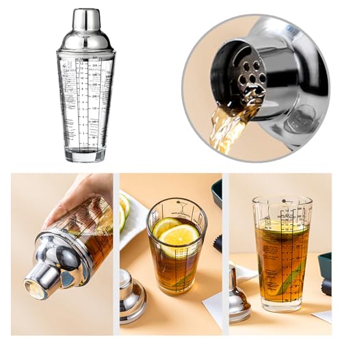 Vdaxvme Cocktail Shaker With Measurement Scale - 400Ml Capacity For Perfect Cocktails
