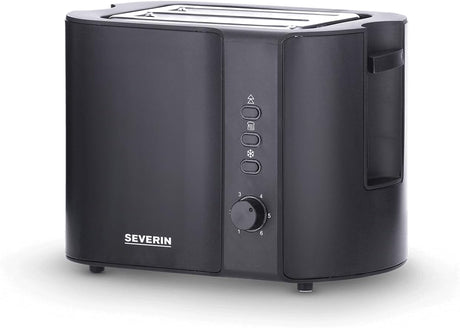 SEVERIN Automatic Toaster in matte black with bun attachment and two toast slots