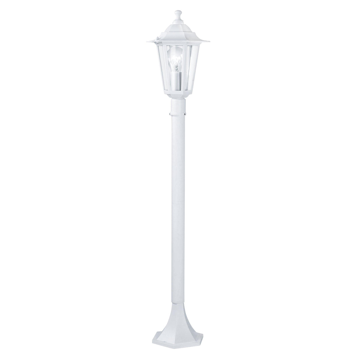 Eglo Laterna 5 Outdoor Lamppost in white cast aluminium with clear glass lantern design