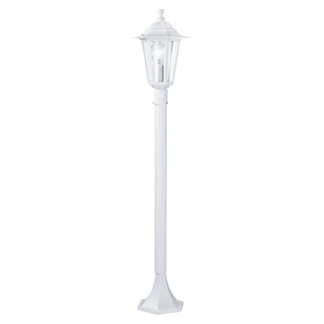 Eglo Laterna 5 Outdoor Lamppost in white cast aluminium with clear glass lantern design