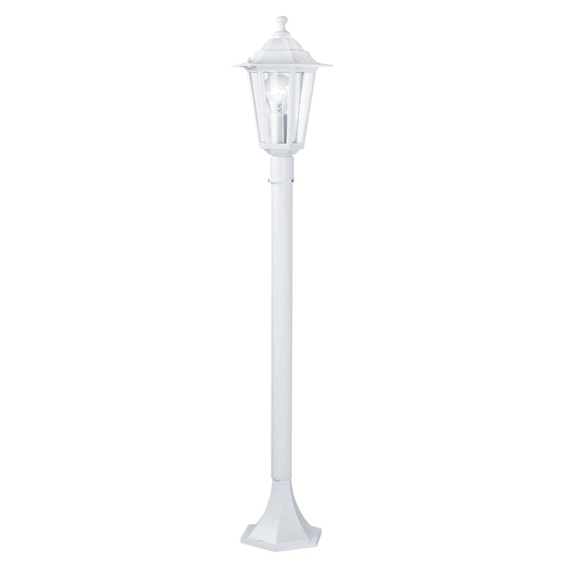 Eglo Laterna 5 Outdoor Lamppost in white cast aluminium with clear glass lantern design