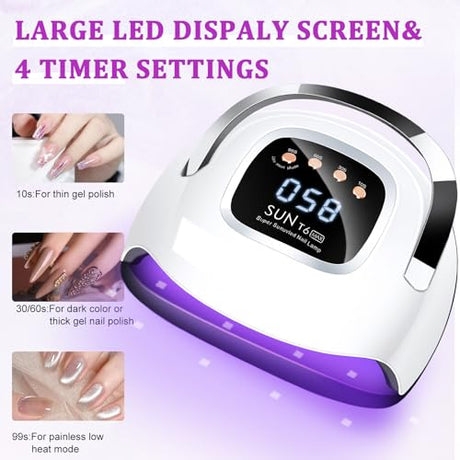 Lke 220W Uv Nail Lamp For Gel Nail Polish Curing - Fast Drying
