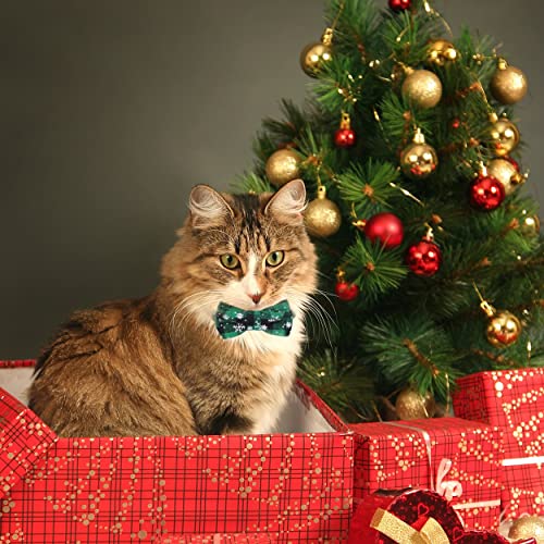 Dynmeow Christmas Plaid Pattern Cat Collar With Breakaway Bell & Bowtie