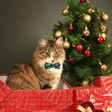 Dynmeow Christmas Plaid Pattern Cat Collar With Breakaway Bell & Bowtie