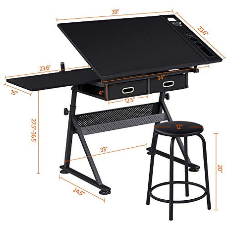 Yaheetech Drafting Table For Artists - Adjustable Height & Easy Angle