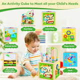 Jojoin Wooden Activity Cube - Montessori Toy For 1-3 Year Olds - Fun Learning Experience