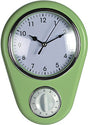 Retro 50s design wall clock in green with timer and clear dial