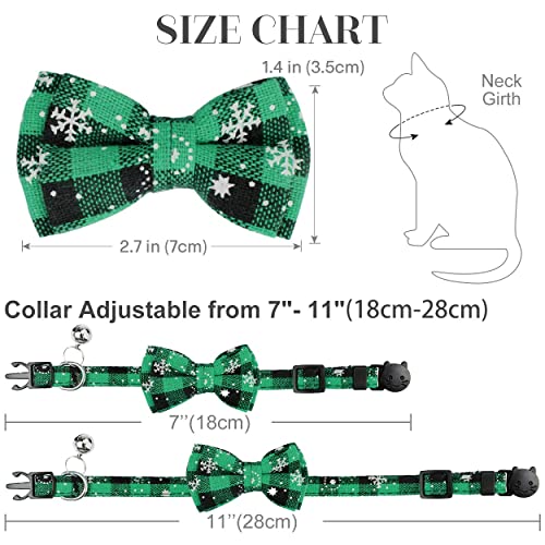 Dynmeow Christmas Plaid Pattern Cat Collar With Breakaway Bell & Bowtie
