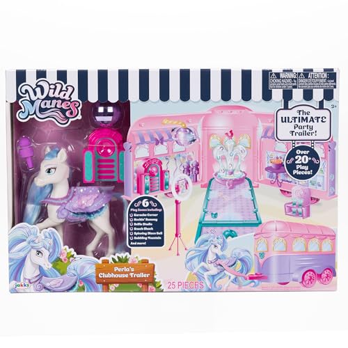 Jakks Pacific Wild Manes Horse Toys Perla'S Clubhouse Trailer Playset - Over 25 Interactive Features